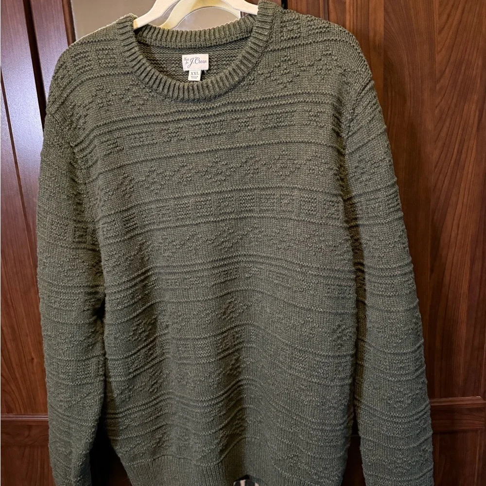 100% cotton J Crew Mens Olive Green Sweater